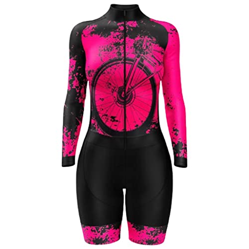 Women\'s Long Sleeve Cycling Triathlon Skinsuit Jersey Sets Sexy Bicycle Clothing Macaquinho Ciclismo Feminino Gel Pad Summer (M)