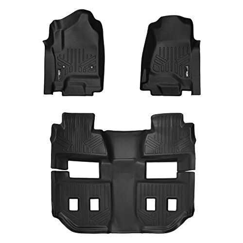 SMARTLINER Floor Mats 3 Row Liner Set Black Compatible with 2015-2020 Chevrolet Suburban / GMC Yukon XL (with 2nd Row Bucket Seats)