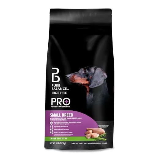 Pure Balance Pro+ Small Breed Dog Food, Chicken & Pea Recipe, Natural Dry Kibble for Puppies and Adult Small Dogs, High Protein, 8 lbs