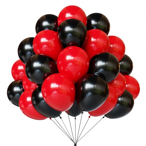 Red and Black Latex Balloons 67 12 Inch Black and Red Party Balloons for Birthday Graduation BBQ Casino Poker Card Party Decoration