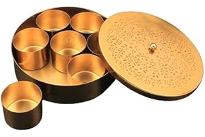 Exquisite Indian Engraved Brass Masala Dabba - The Epitome of Authentic Spice Storage
