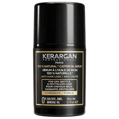 Kerargan - Suero Capilar Anticaída con Aceite de Ricino – Protección y Brillo para Cabello Seco y Quebradizo – Enriquecido con Aloe Vera – Sin Sulfatos, OGM ni Aceites Minerales – 50ml