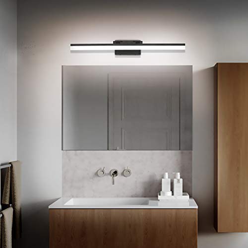 Image of SOLFART Black Modern Bathroom Lights Over Mirror 31.5 inch Vanity Lighting Wall Mounted 8778-ND