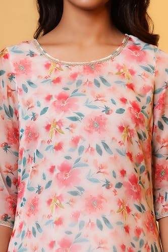 Image of Aurelia Women's Polyester Straight Fit Floral Print Straight Kurta