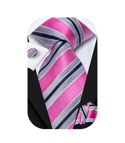 Image of Dubulle Mens Tie Set Solid Paisley Silk Striped Necktie for Men with Cufflinks Tie and Pocket Square