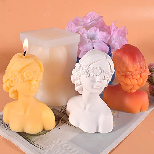 2 Pack Braid Girl Shape Portrait Candle Mold Girl Silicone Mold for Candles Body Resin Mold Portrait Silicone Mold Resin Mold DIY Aromatherapy Decoration Mold