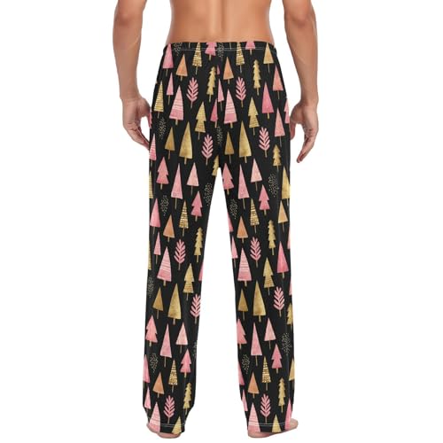 Mens Pajama Pants Gold Christmas Trees Pajama Bottoms Lightweight Pajama Pants Basics Sleep Pajama Lounge Pant3