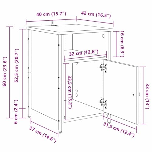 Table de chevet rustique avec espace de rangement bois chêne Artisan moderne - 4