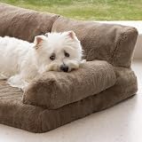 MEWOOFUN Orthopädisches Hundesofa, mittelgroß, wasserdicht, Anti-Angst-Plüschbezug für Welpen, 90 x 65 x 30 cm (Braun, L)