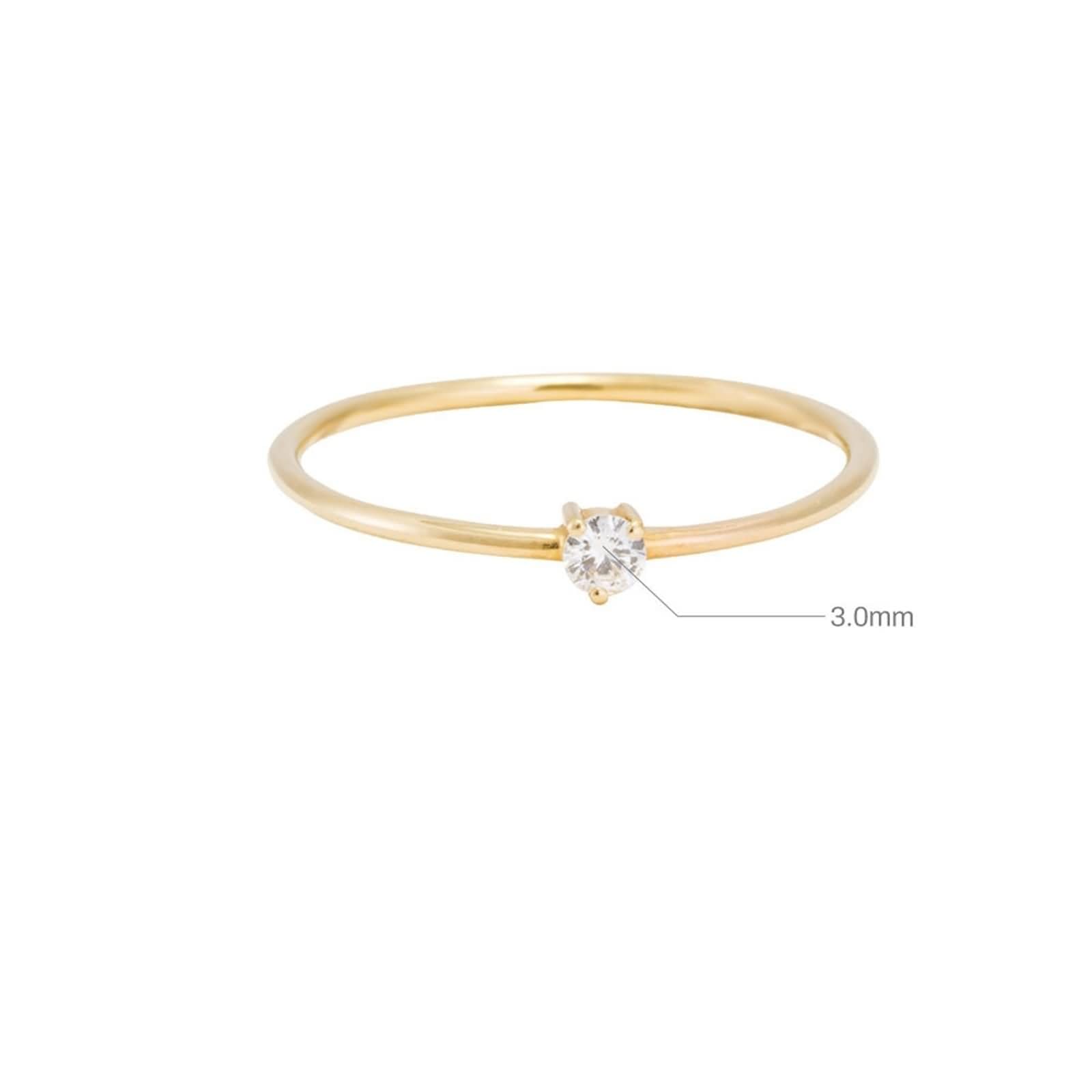 Beydodo Anillos de Boda Oro Amarillo 9 14 18 K Mujer con 3x3mm Redondo Solitario con Moissanita, Anillos Mujer Boda Oro