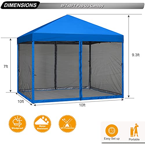 Abccanopy Outdoor Easy Pop Up Canopy Tent With Netting Wall, 10X10 Royal Blue #TOP2