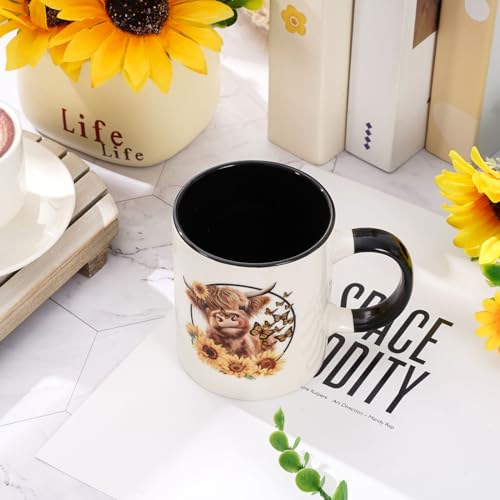 Whaline-Highland-Cow-Mug-Fall-Cow-Sunflower-Coffee-Mug-Autumn-Farmhouse-Party-Ceramic-Cup-for-Home-School-Office-Table-Centerpieces-Housewarming-Gift-12oz Whaline Highland Cow Mug Fall Cow Sunflower Coffee Mug Autumn Farmhouse Party Ceramic Cup for Home School Office Table Centerpieces Housewarming Gift 12oz