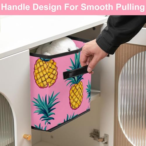 Panier de rangement pliable rose pour étagère dressing cube vêtements - 6