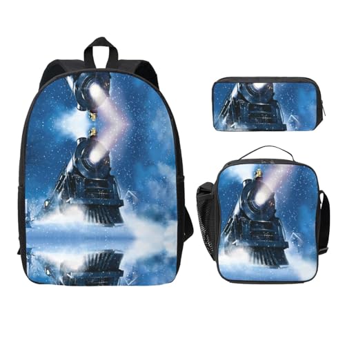 Sac à dos d'écolier léger Noir avec trousse à crayons et boîte à déjeuner