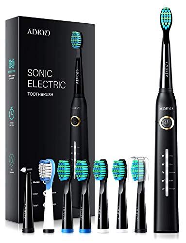 ATMOKO Sonic Electric Toothbrush with 8 Dupont Brush Heads, 5 Modes, Smart Timer