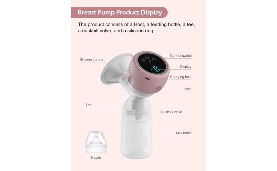Image of WEYLYN Hands Free Breast Pump, Wearable Breastfeeding Pump, Lightweight Portable Electric Pump 4 Modes & 12 Suction Levels, Comfortable & Low Noise, 24mm Flange, 1 Pack Pink (SMALL)