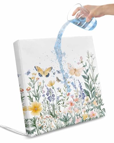 Spring Floral Outdoor Cushion Chair Cover Set of 2 - Waterproof Couch Seat Covers, Butterfly Summer Botanical Pastoral Flower Patio Furniture Protector Cushions Slipcovers for Sofa/RV, 24