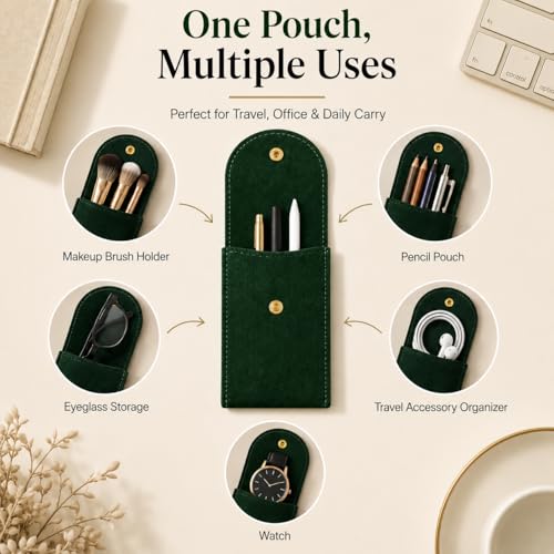 Image of Street27 Travel Watch Pouch for Men & Women | Soft Case with Velvet Inner | Single Storage Organizer | Portable Anti-Scratch Holder | Black & Green (Pack of 2)