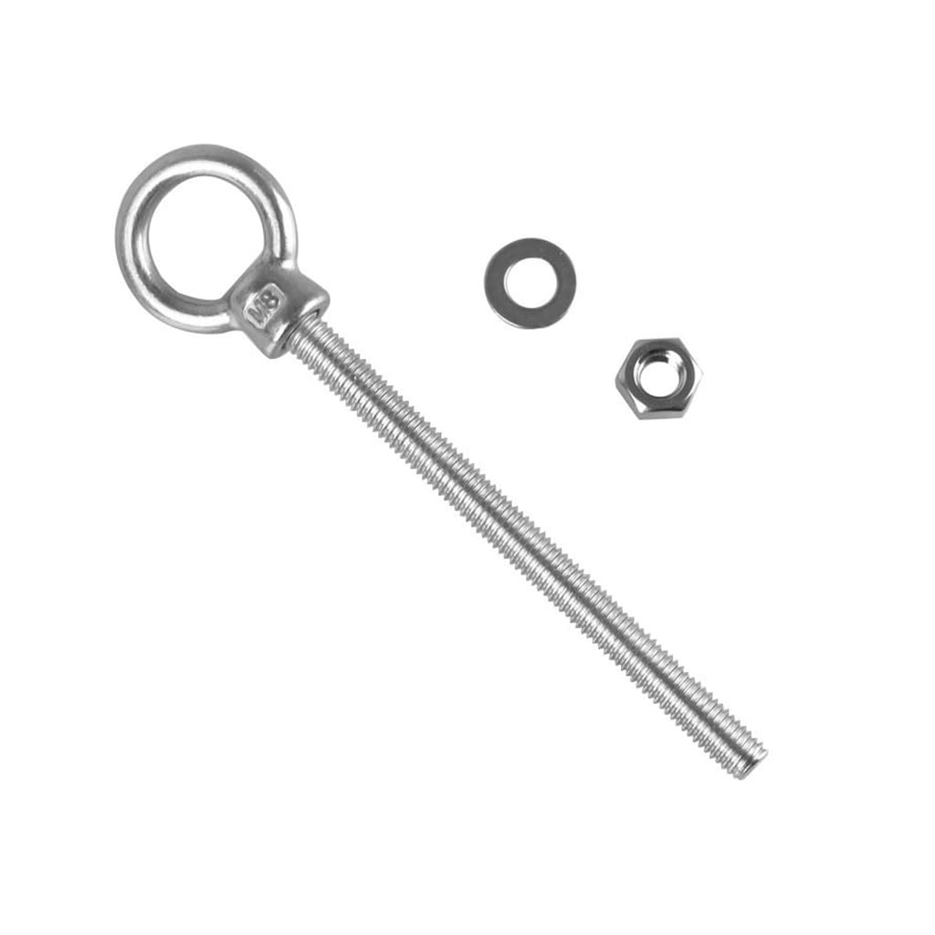 2-Pack 5/16" x 3-1/8" Heavy Duty Stainless Steel Eye Bolts with Nuts & Washers - Lifting Eye Screw