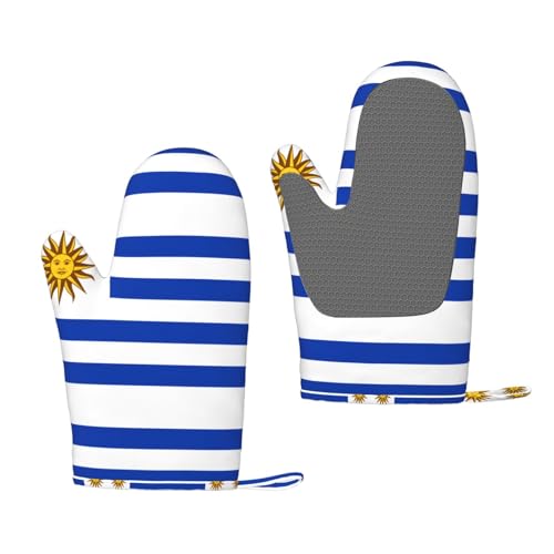 Flag of Uruguay - Manoplas de silicona para horno, paquete de 2 unidades, aisladas gruesas para hornear al aire libre y microondas