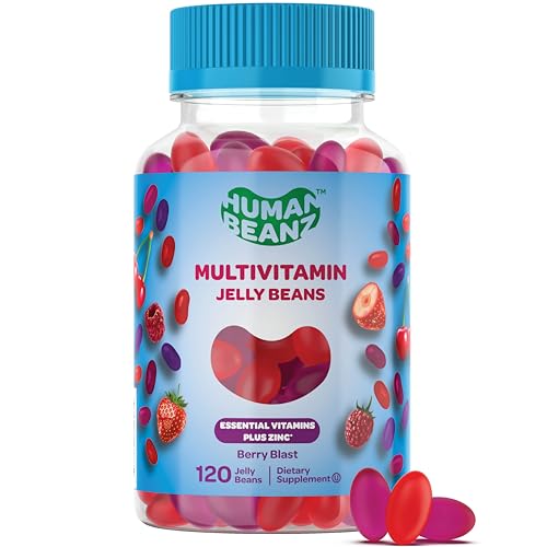 Human Beanz Multivitamin Jelly Bean Gummies with Zinc for Men and Women Immune Support Dietary Supplements for Adults Vegetarian 120 Berry Blast Jelly Beans Kosher