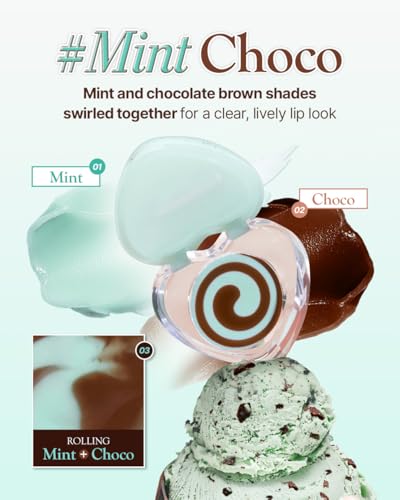 Image of dasique Candy Rolling Pot #Mint Choco | Lip & Cheek Gloss Balm | Lip & Cheek Balm | Sheer Glossy Finish | Moisturizing Balm Texture | Buildable Color | Korean Makeup | Vegan