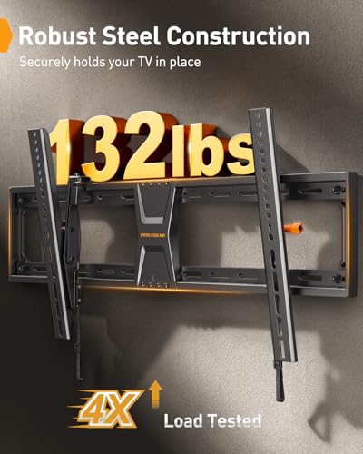 Image of Perlegear Tilting TV Wall Mount for 50-90 TVs with Leveling Adjustment, Max VESA 800x400mm，Fits Most 65 75 85 86 Inch Low-Profile TV Mount Wall Bracket up to 132 lbs, Fits 12 inch /16 inch /18 inch /24 inch Studs