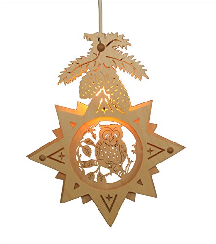 ERM Holzmanufaktur Fensterbild Eule im Stern - Weihnachten Advent...