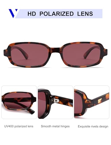 Image of VANLINKER Retro Rectangle Polarized Sunglasses for Women Men Small 90s Style Vintage Trendy Narrow Rectangular Frame VL9813
