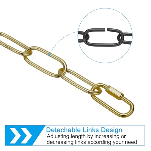 Image of PATIKIL 6ft Lighting Hanging Chain, Metal Looping Chain with Quick Link Screw Lock Connectors for Hanging Plant Pendant Chandelier Light Fixture, Brass
