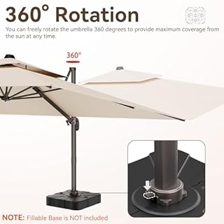 Jentafix 10x13 FT Patio Umbrella, Large Cantilever Rectangular Double Top Heavy Duty Offset Umbrellas with 360° Rotation, Outdoor shade for Garden Deck Pool Patio, Beige