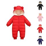 Baby Boys Girls Snowsuit Toddler Cute Bear Winter Clothes Infant Warm Coat Outwear Overcoat (Red, 0-3 Months)