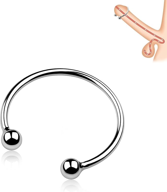 Mens Metal Cock Ring Adjustable Buckle Cock-Shaped Design Dual Pleasure Bead Construction Enhances Erection Firmness and Endurance BDSM