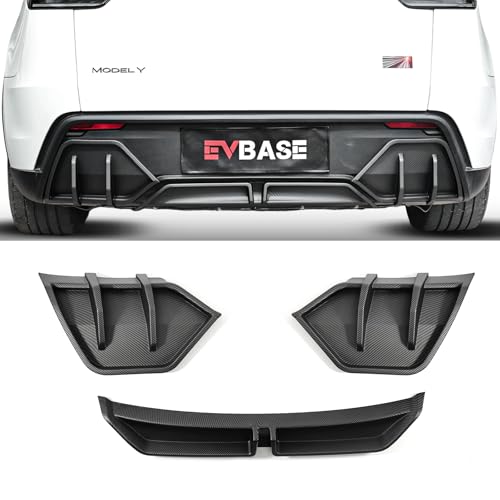 3Pcs Rear Diffuser fit for Model Y Juniper Rear Bumper Lip for Juniper Rear Diffuser ABS Matte Carbon Fiber Style (2025.03+)
