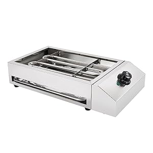 Commercial 1800W Electric Indoor Grill, Smokeless Grill Barbecue Oven Grill Stainless Steel For BBQ Equipment with Extra-Large Drip Tray 122° F-572° F