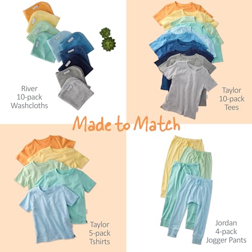 Image of Butterblu Taylor 5-Pack Short Sleeve T-Shirts 100% Organic Cotton | GOTS Certified Organic Cotton for Baby, Toddler Girls, Boys, Unisex, Made to Match Layering Solid Colors