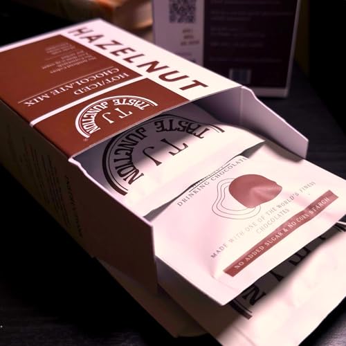 Image of Taste Junction Hazelnut Iced and Hot Chocolate Mix | 6 Sachets | <0.2G Sugar | Belgian Chocolate