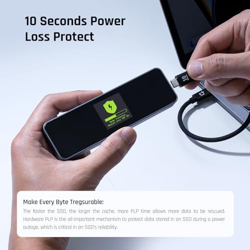 DockCase Smart SSD Enclosure 10s Power Loss Protection, M.2 NVMe Enclosure Real-time SSD Health Detection, Auxilliary Power Supprt USB-C 3.2 (10Gbps) for NVMe Up to 4TB - Image 3
