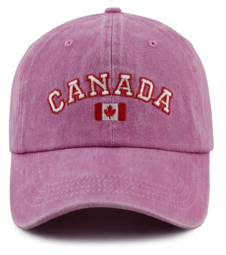 Canada Hats for Men Women Canadian Flag Baseball Cap Fathers Mothers Day Christmas Birthday Gifts for Dad Mom Grandpa Grandma Husband Wife Uncle Pink