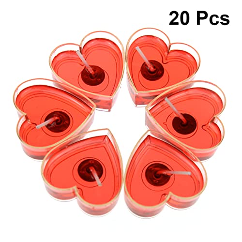 Romantic Candles 60Pcs Candle Romantic Red Jelly Heart-Shaped Party For Smokeless Birthday Valentine's Wedding Day Decoration Transparent Decorative Candles #TOP4