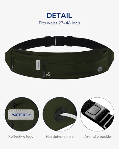 Image of WATERFLY Running Belt Fanny Pack: Runner Marathon Jogging Waist Pack Sport Workout Exercise Fitness Phone Holder Belt for Men Women Jogger Slim Waistband