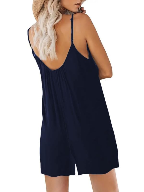Haibang Salopette Donna Estiva Tute Corte Donna Senza Manica Allentata Casual Jumpsuit con Tasche Sexy Playsuit Morbida Monopezzi e Tutine Elegante Overall Romper Pantaloncini Spiaggia Vacanza Outfit