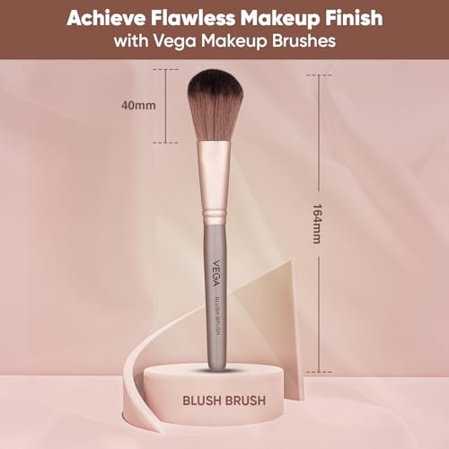 Image of Vega Blush Brush for Powder, Liquid & Cream with Wooden Handle, (MBN-19)