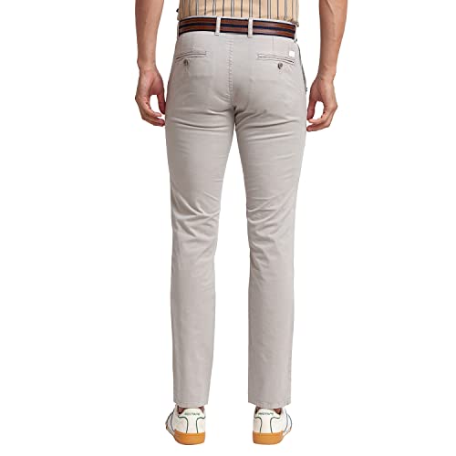 Image of Parx Men's Cotton Blend Solid Pattern Low Rise Tapered Fit Flat Front Casual Trouser
