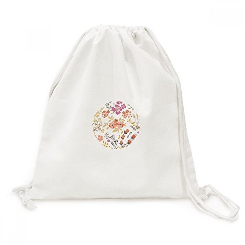 Sac de voyage cordon toile fleur orange idéal pour les excursions et les balades