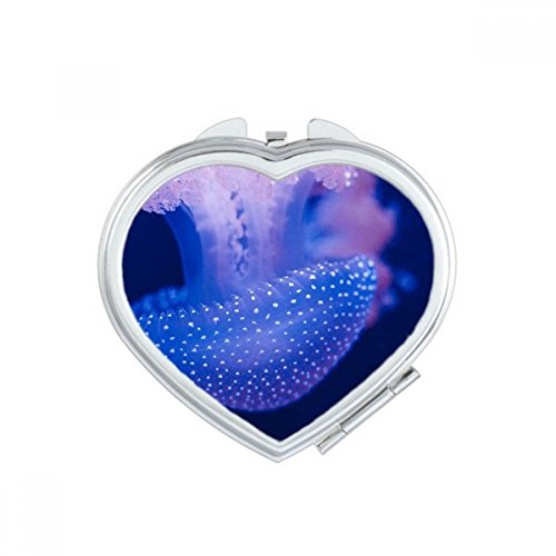 Miroir de poche cœur méduse marine fait main, mini miroir compact design original mignon - 2