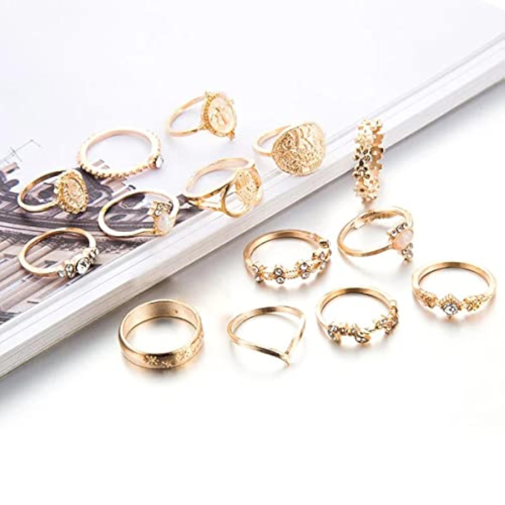 Set of 15 Stackable Rings - Contemporary Style