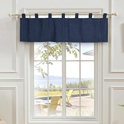 Visi-One Karin Maki Blue Denim Curtain Valance, Premium Quality 100% Cotton Fabric, Tab Top Valance For Windows, Bedroom, And Living Room, 57” X 18” #TOP24