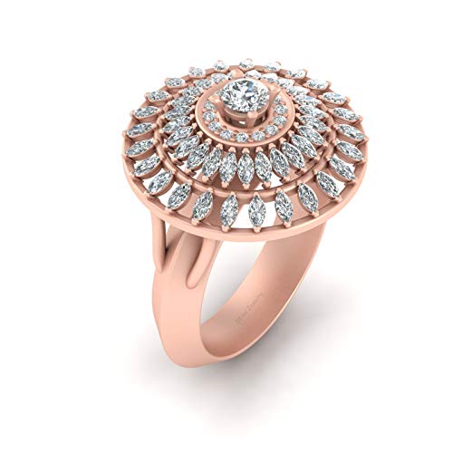 Argent 925 bague diamant blanc marquise et rond pour femme DFJ bijoux chic