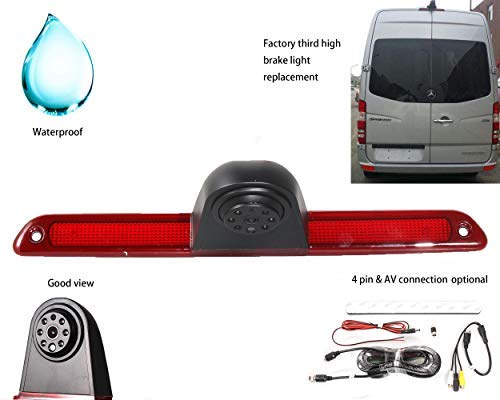 Red Wolf Car Third High 3Rd Brake Light Reverse Backup Camera For Mercedes-Benz Sprinter/Dodge Sprinter/Vw Crafter Vans 2007-2018 Standard Rca Connector Car Rear View Roof Top Mount #TOP3